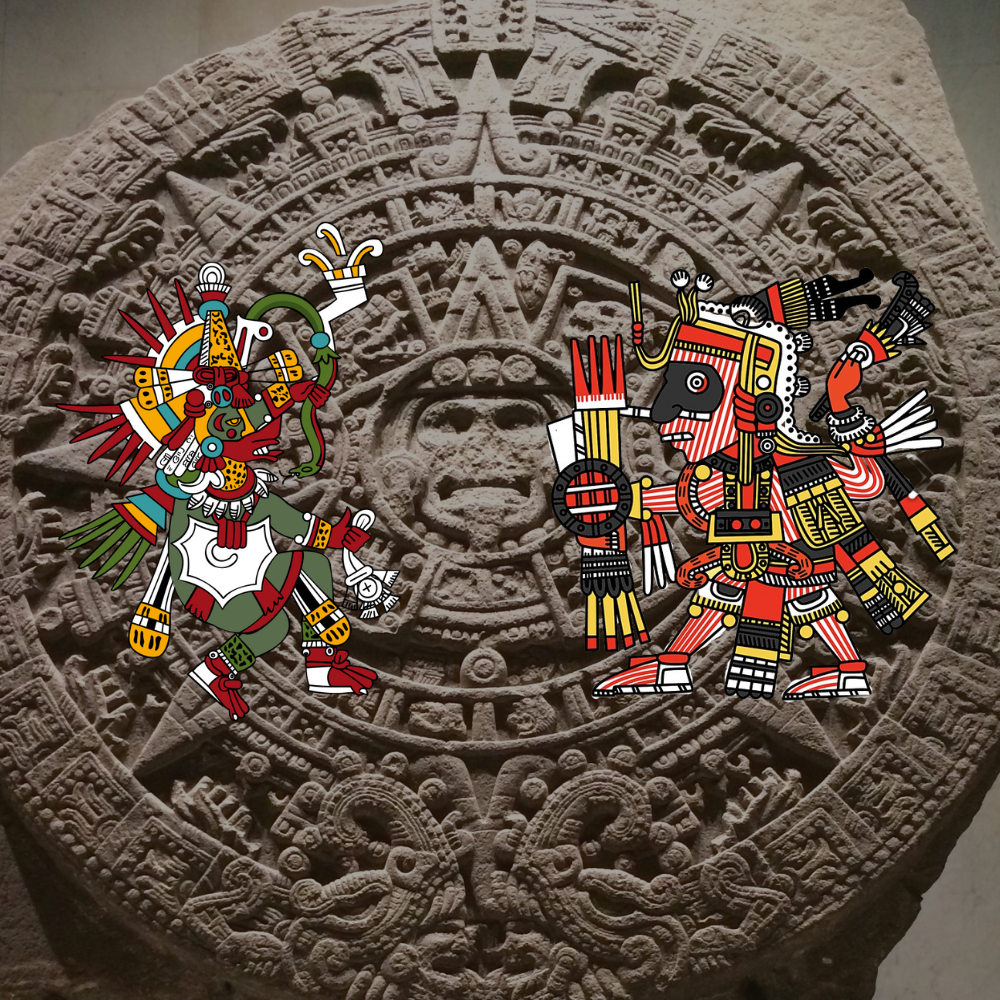 Aztec Gods and Sun Stone