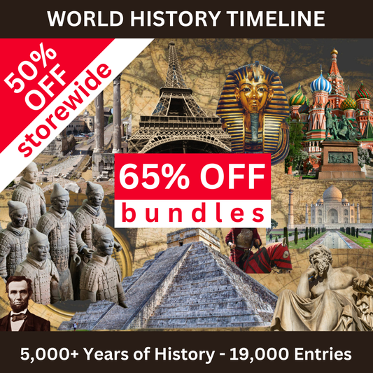 Collage of world landmarks with promotional text for storewide and bundle discounts.